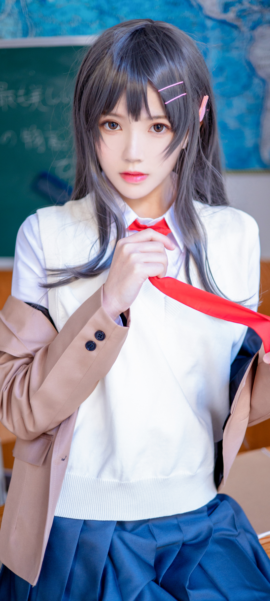 女学生 学生装 教室 美女 高清手机 高清 壁纸