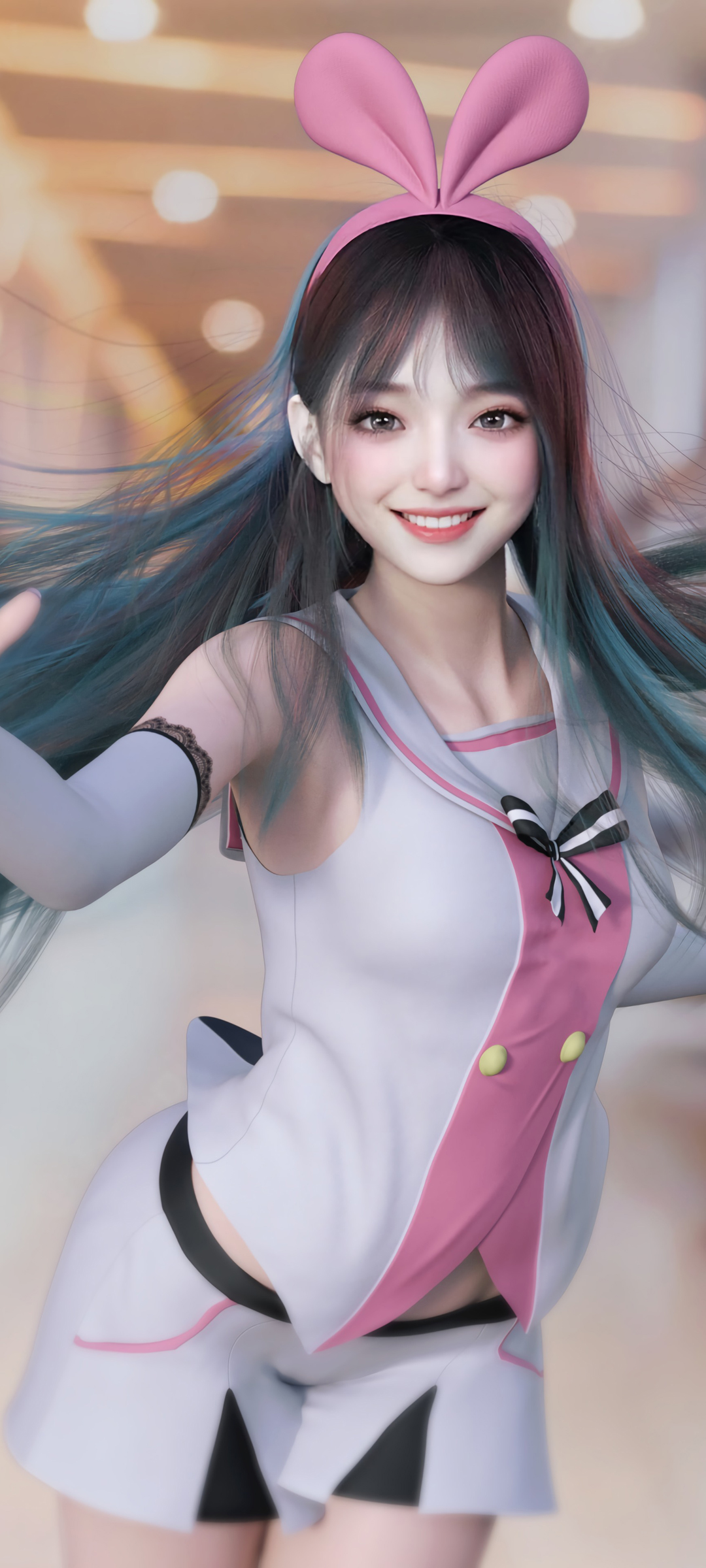 可爱女孩 兔子 耳朵 3D 高清 高清手机 图片 壁纸