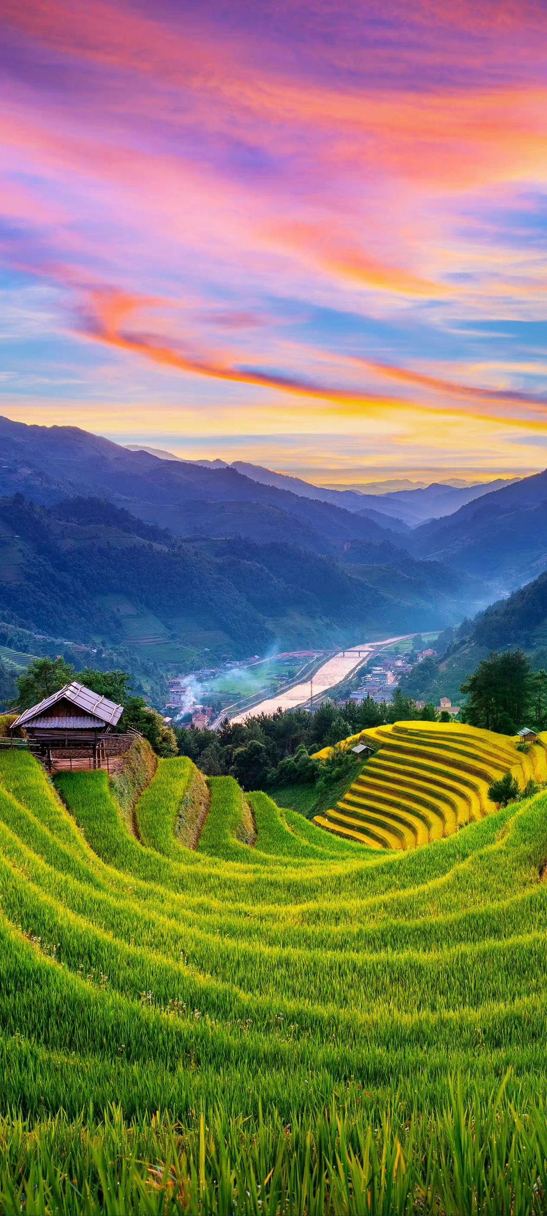 农村 梯田 房子 风景高清手机壁纸桌面