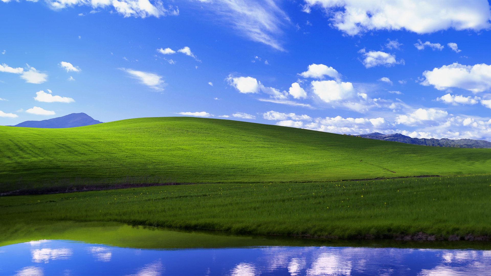 经典XP 蓝天白云绿草地 湖水 风景精选高清壁纸