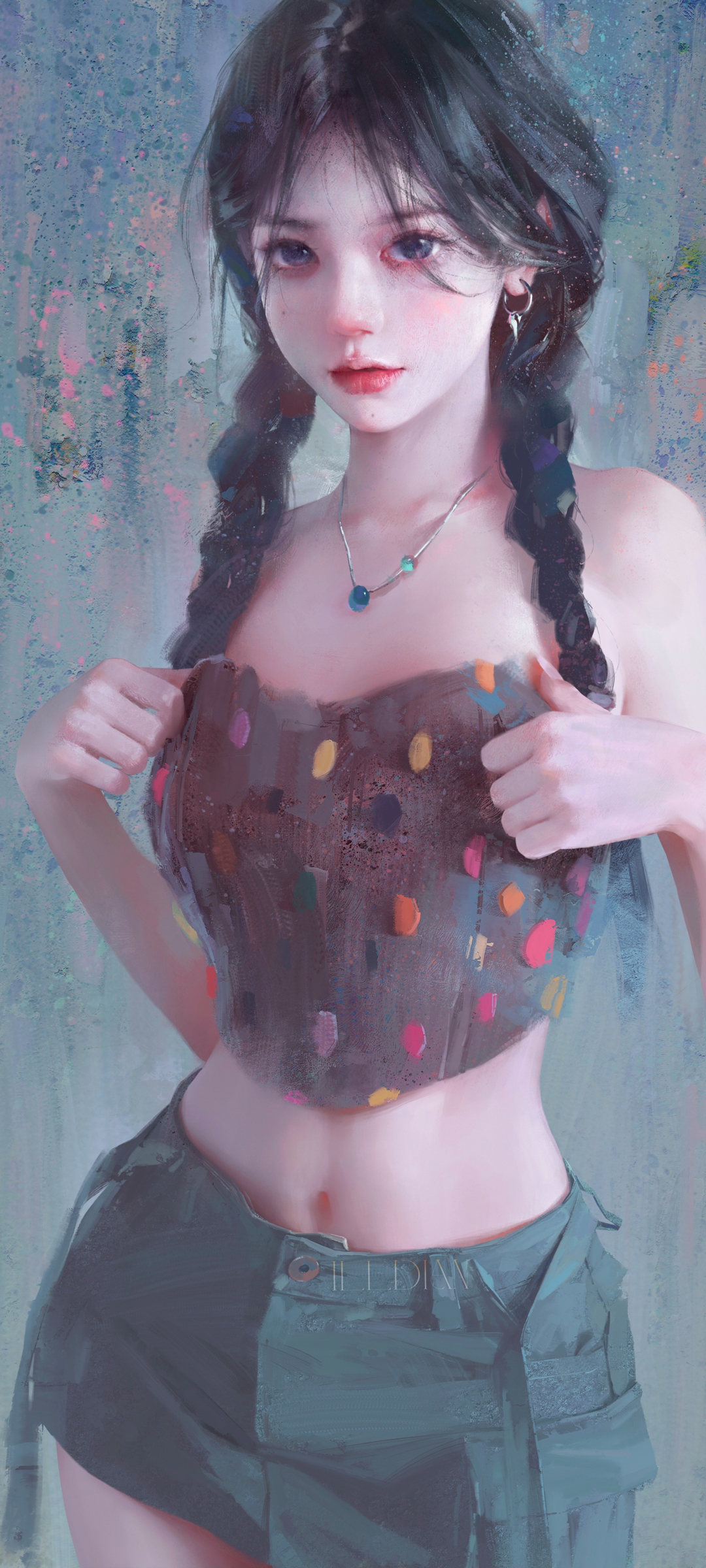 双马尾少女 可爱 插画 动漫 高清 高清手机壁纸