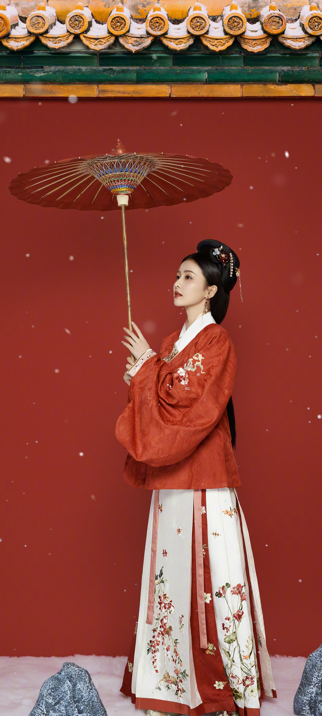 白鹿 古装 古风 伞 下雪 高清手机壁纸