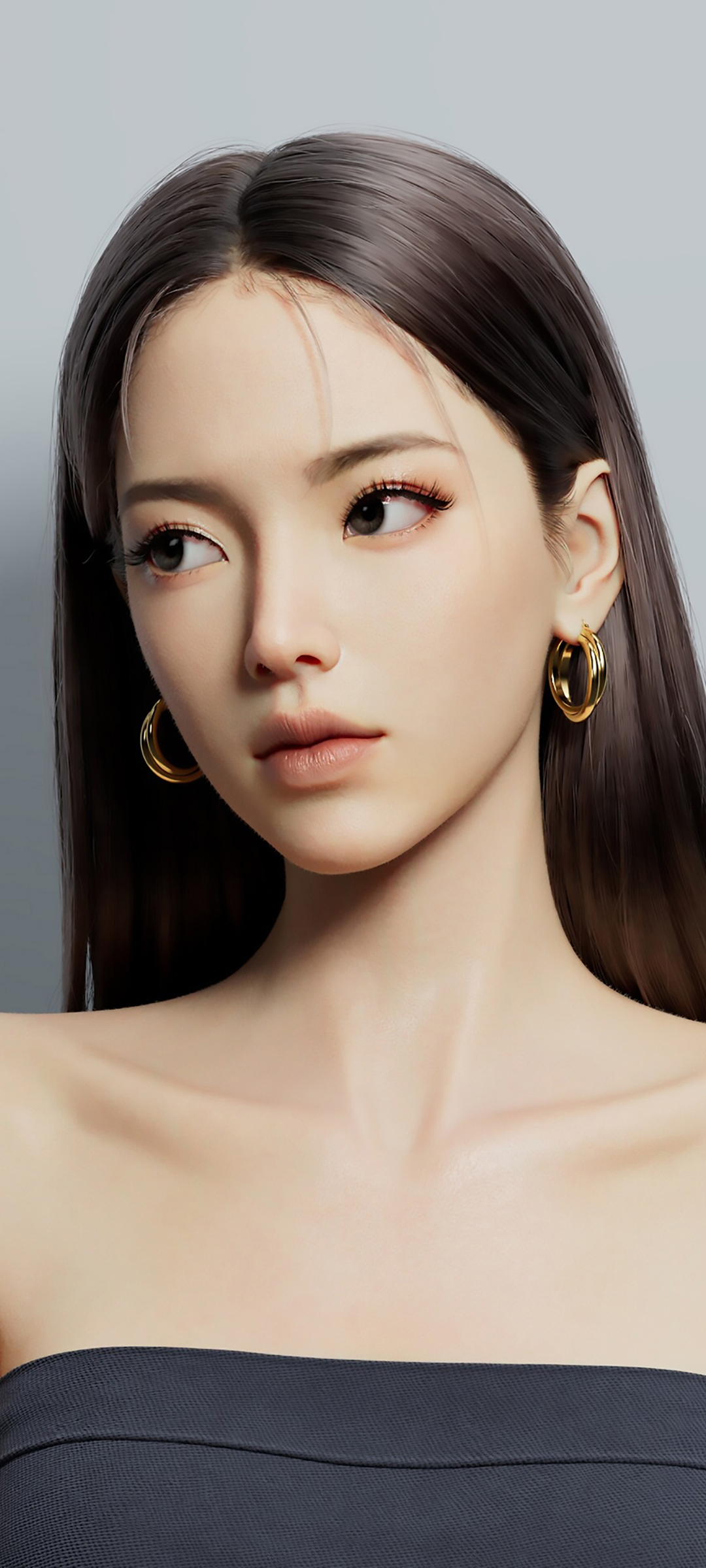 3D美女 长发 耳环 精选动漫高清手机壁纸