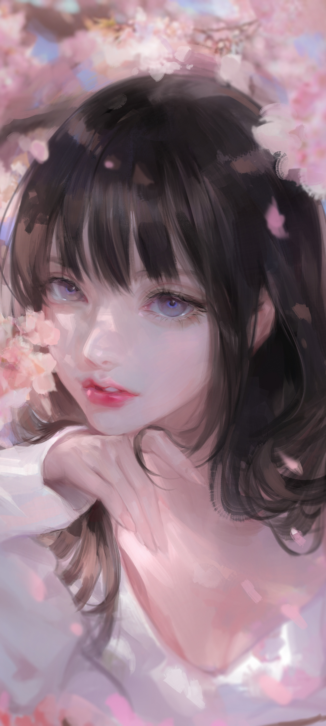 樱花 女孩 厚涂画动漫美女高清手机壁纸