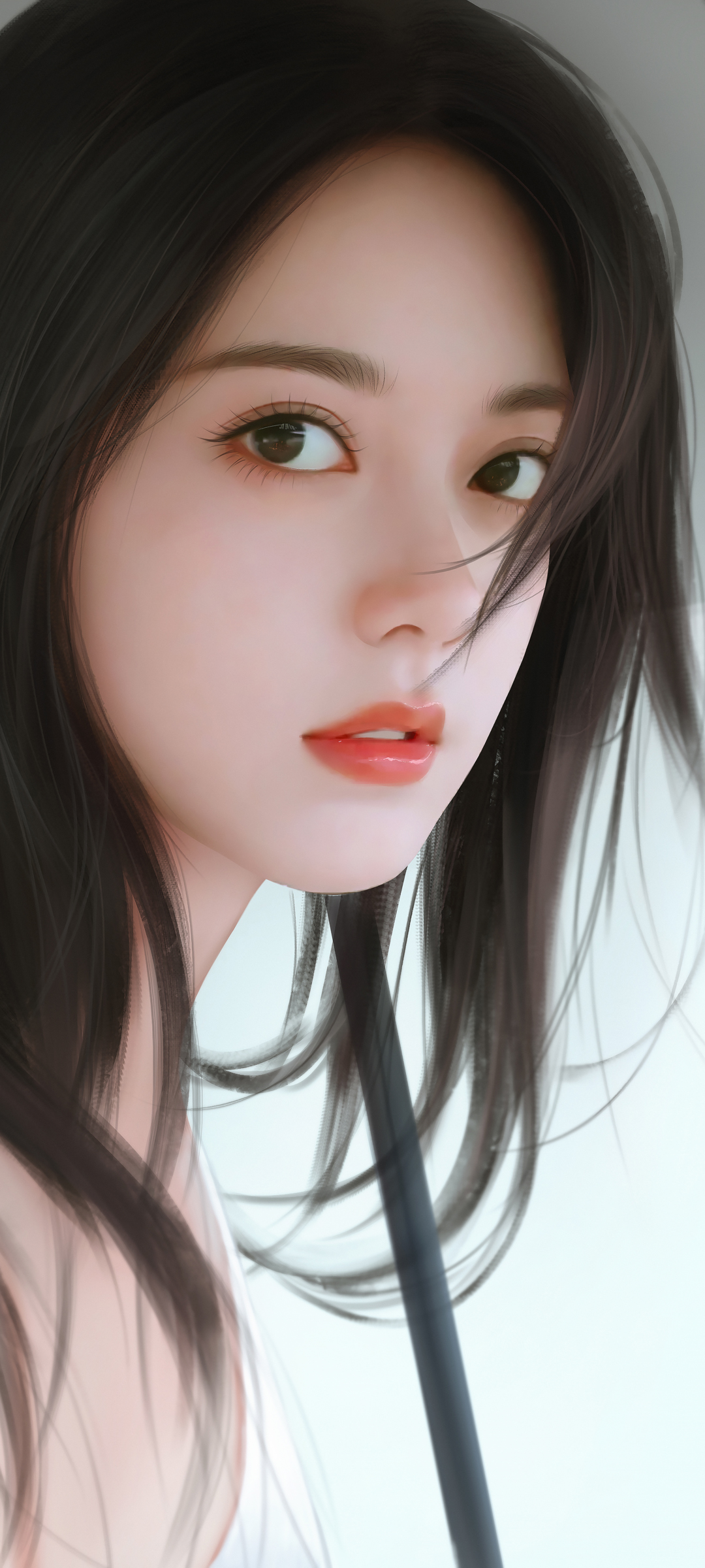 手绘长发美女高清全屏高清手机壁纸桌面