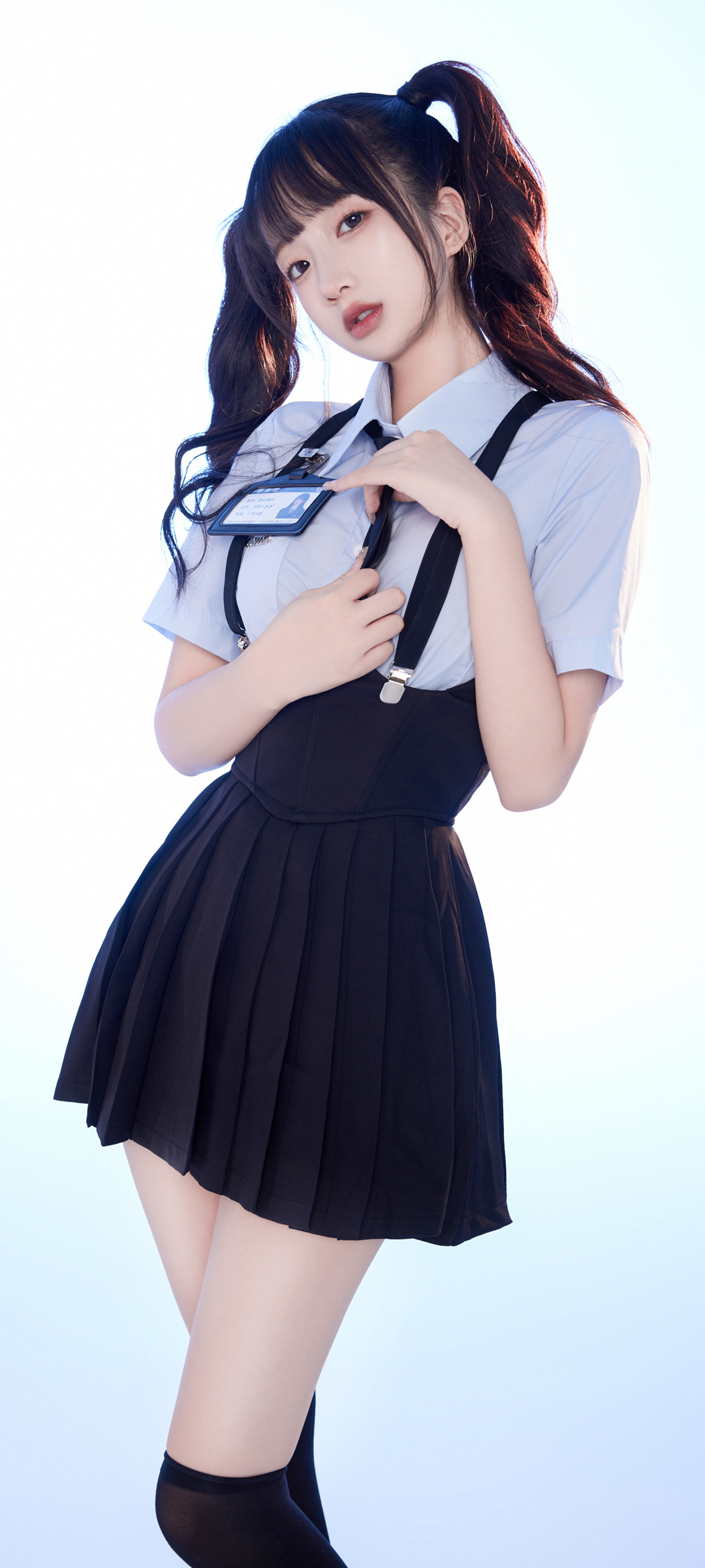 可爱双马尾辫美女象韵洁 百褶裙 美女高清手机壁纸桌面