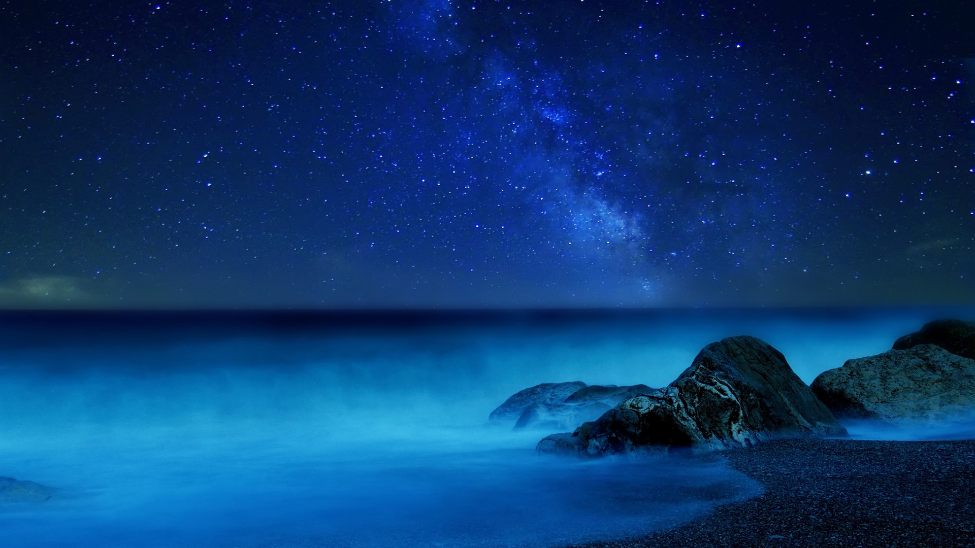 银河系，晚上，星星，天空，雾，风景桌面高清壁纸
