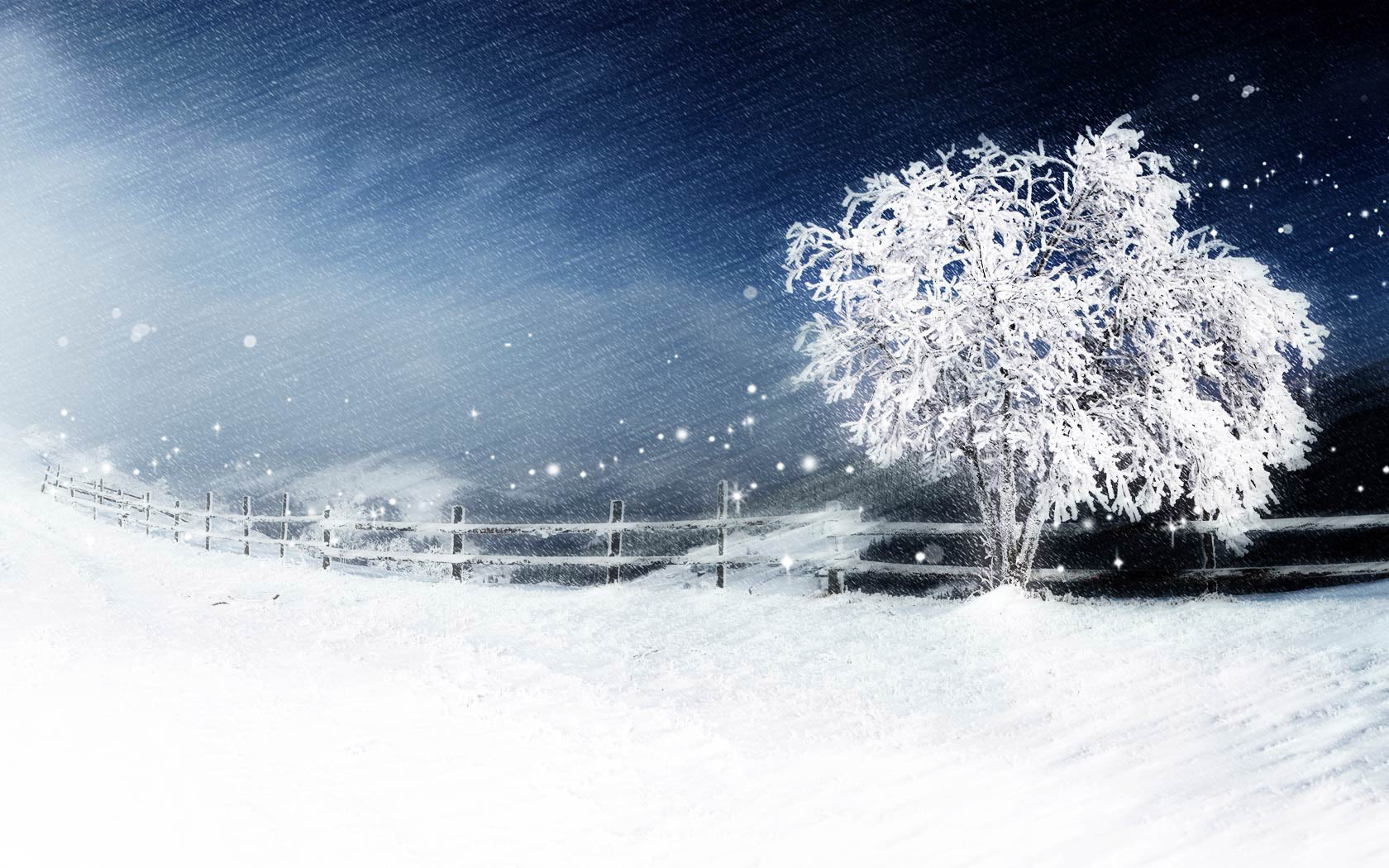 雪夜桌面高清壁纸