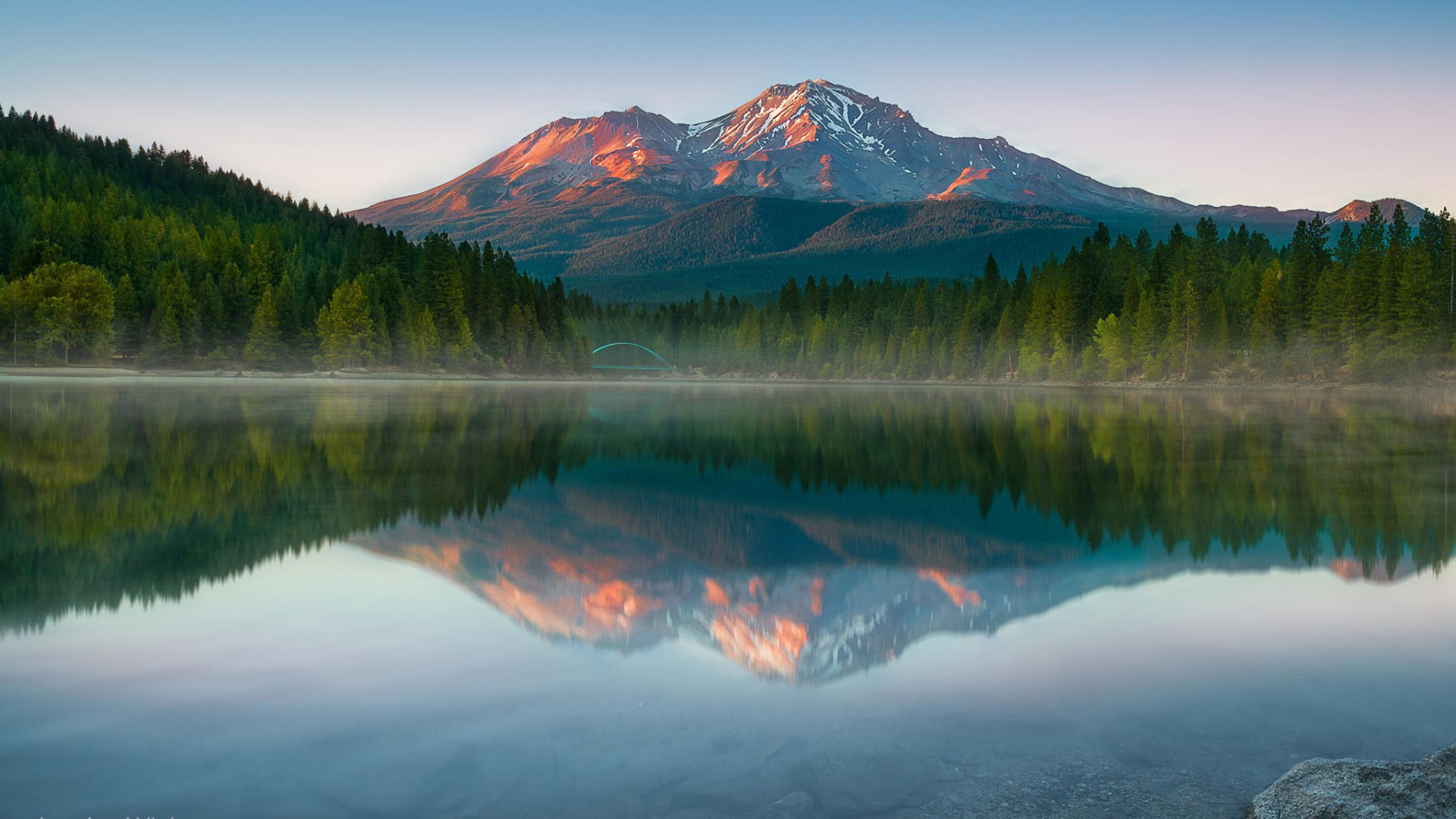 山,湖,自然,森林,倒映,山水风景桌面高清壁纸