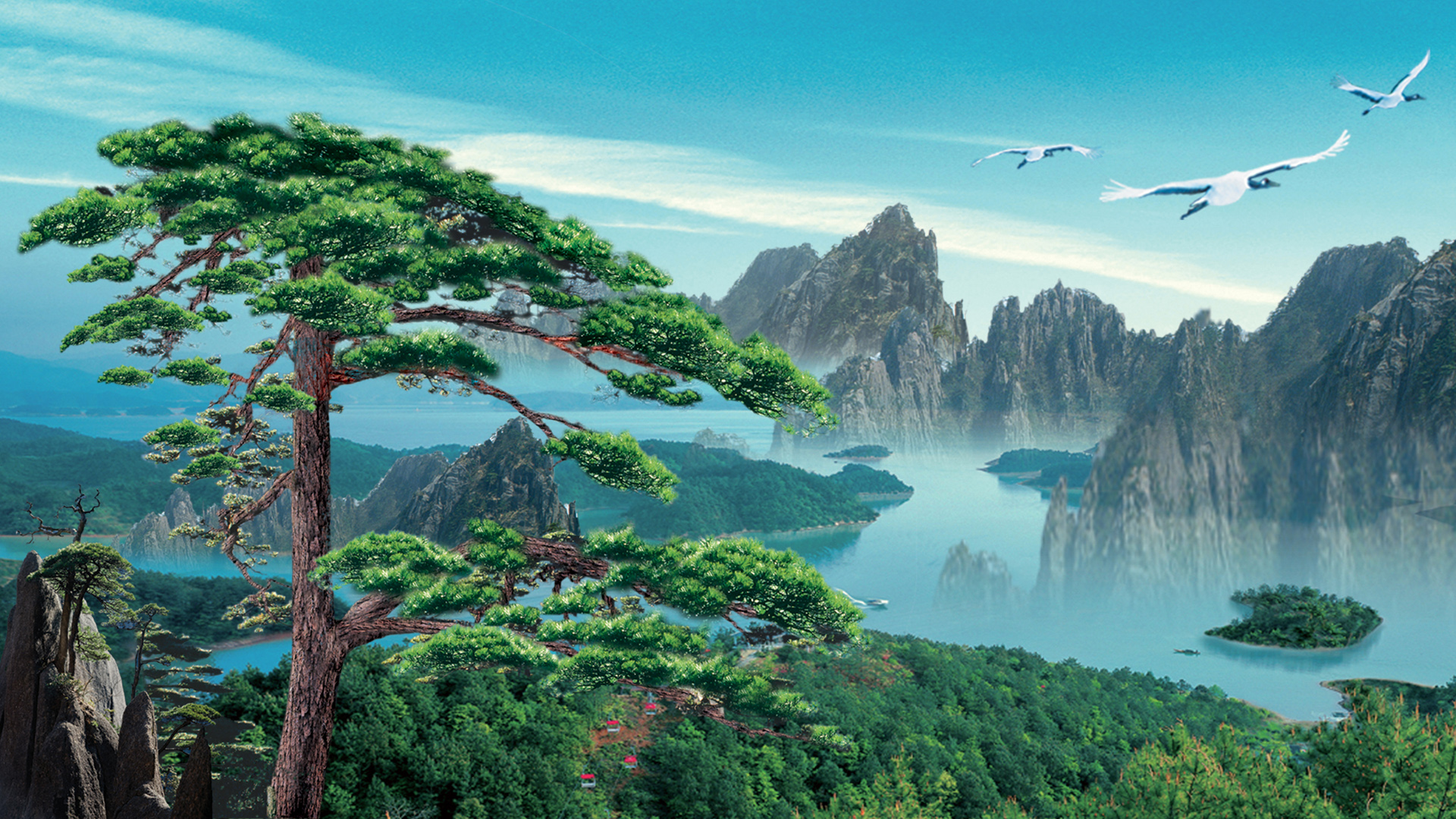 迎客松风景桌面高清壁纸