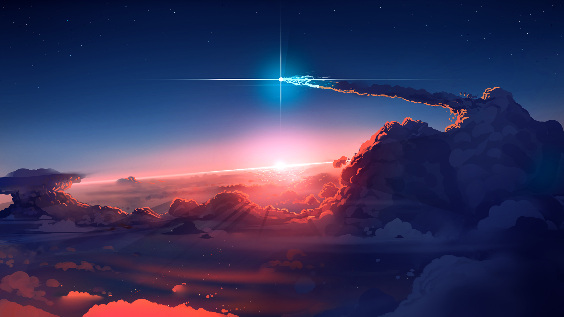 云 星光 天空 星星 2k精选动漫风景高清壁纸