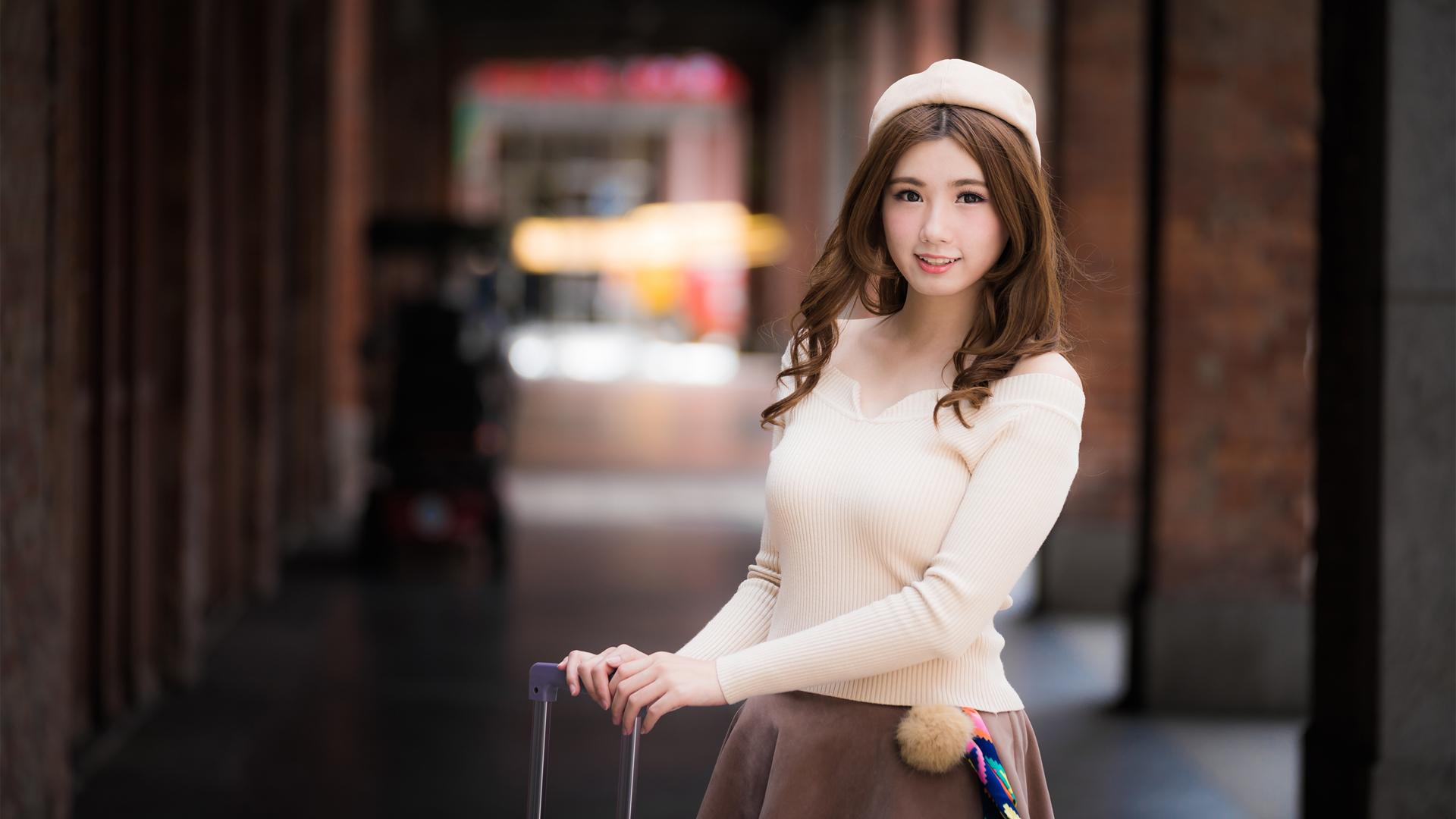 长头发 毛衣 清纯文艺美女高清壁纸