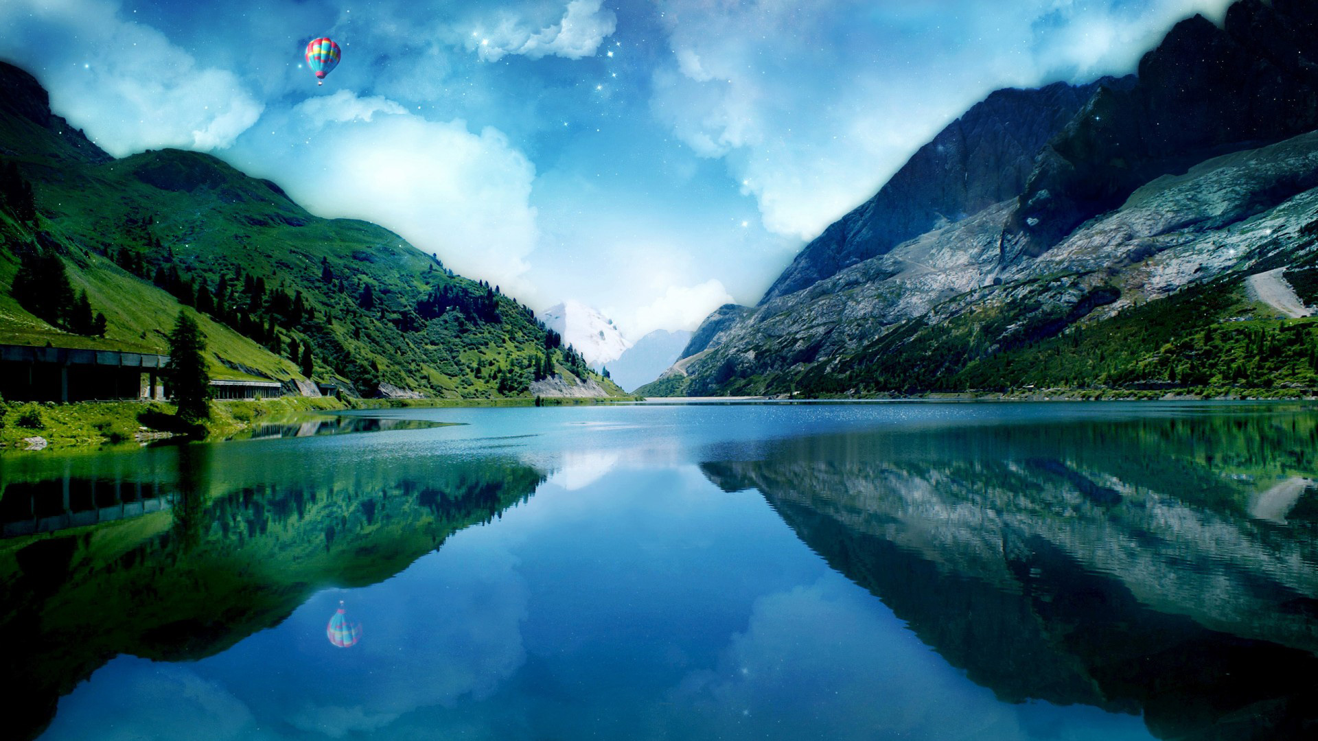 湖，山，倒映，自然风景桌面高清壁纸