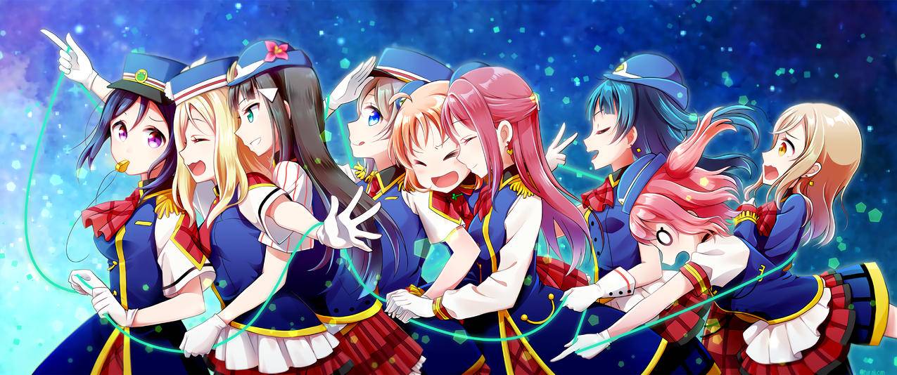 LoveLiveSunshine全员动漫带鱼屏高清壁纸