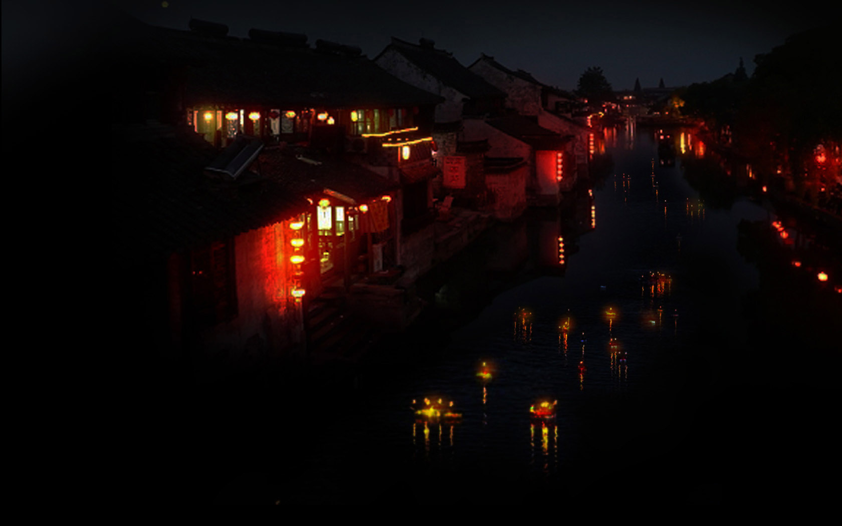 荷花灯元宵节桌面背景
