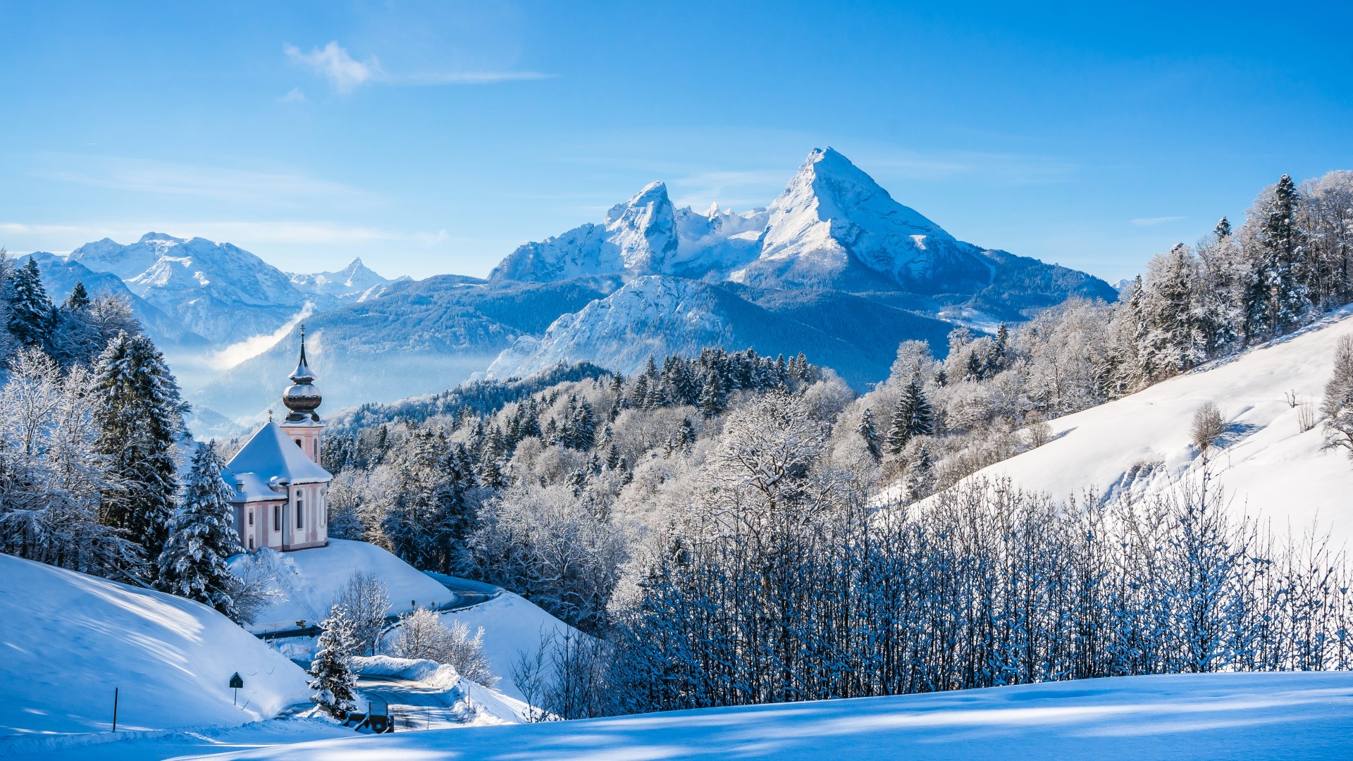 阿尔卑斯山,高山,冬天的风景图片,美丽的雪景桌面高清壁纸