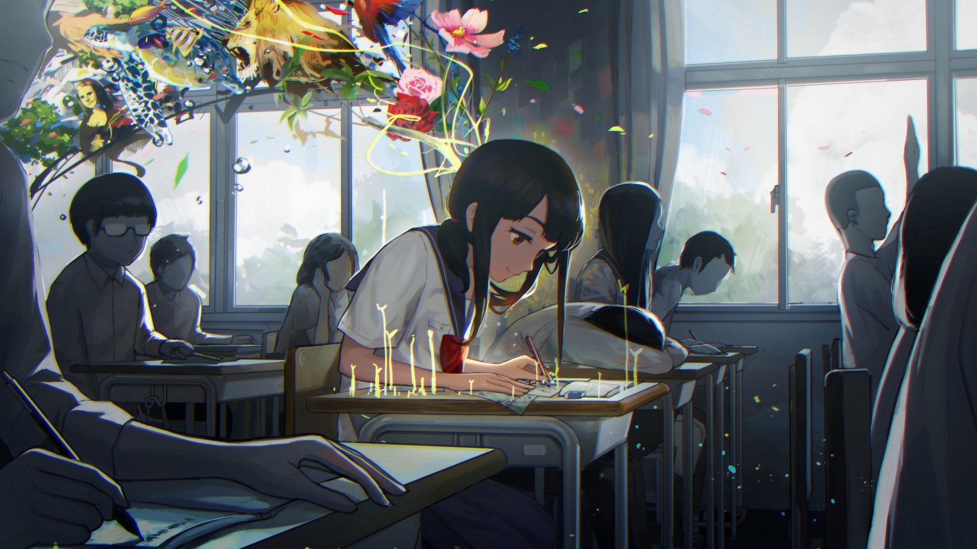 教室,班级,女生,同学,动漫电脑高清壁纸