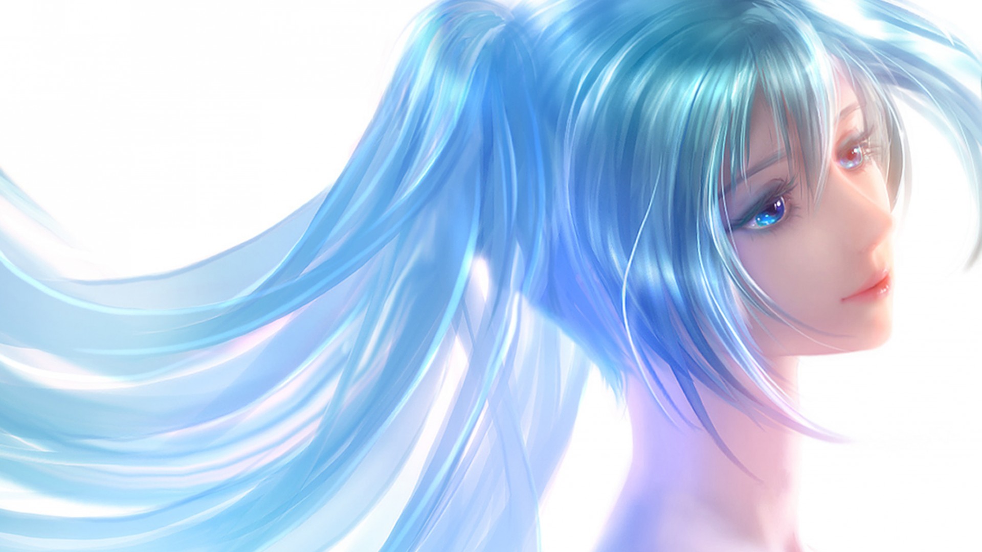 初音未来,女孩,蓝色头发,微笑,动漫高清壁纸