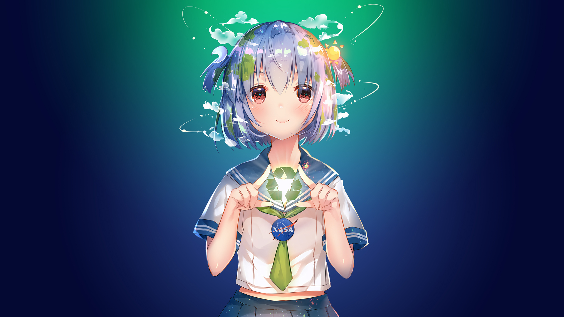 Earth-Chan 校服可爱女生动漫高清壁纸