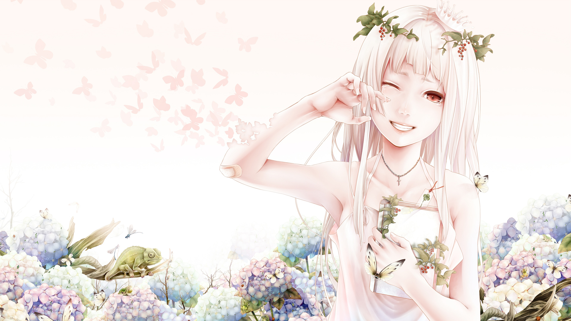 女孩,眼泪,花,唯美动漫2k高清壁纸