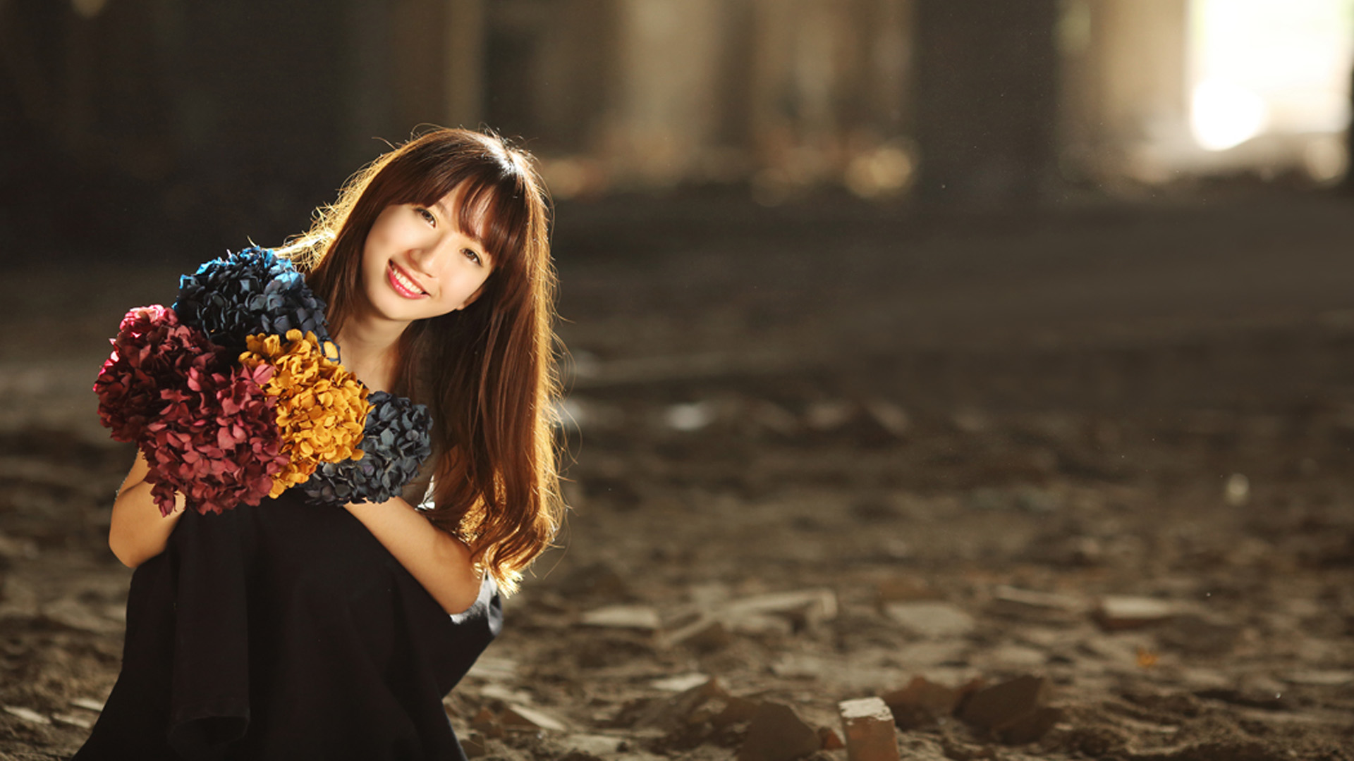 紫阳花语 清纯美女高清壁纸