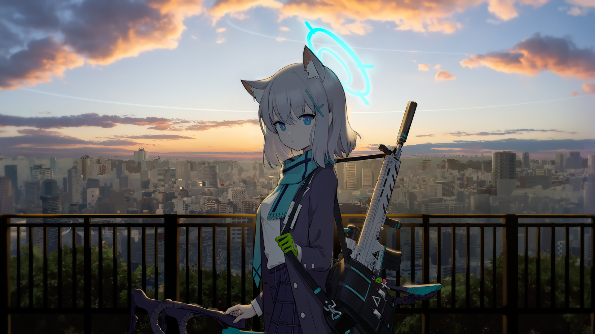 碧蓝档案 砂狼 插画女子 兽耳少女 二次元动漫高清壁纸