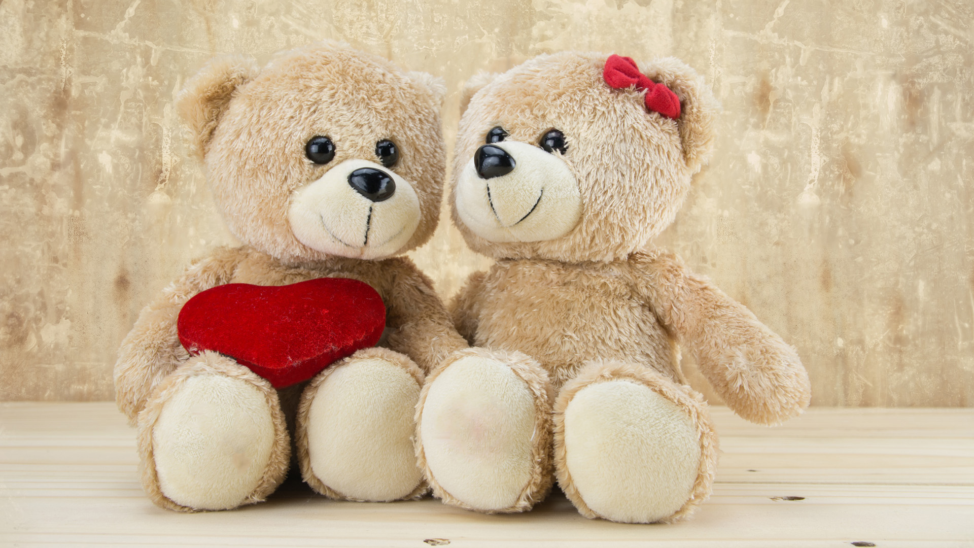 浪漫爱情两个玩具熊桌面高清壁纸