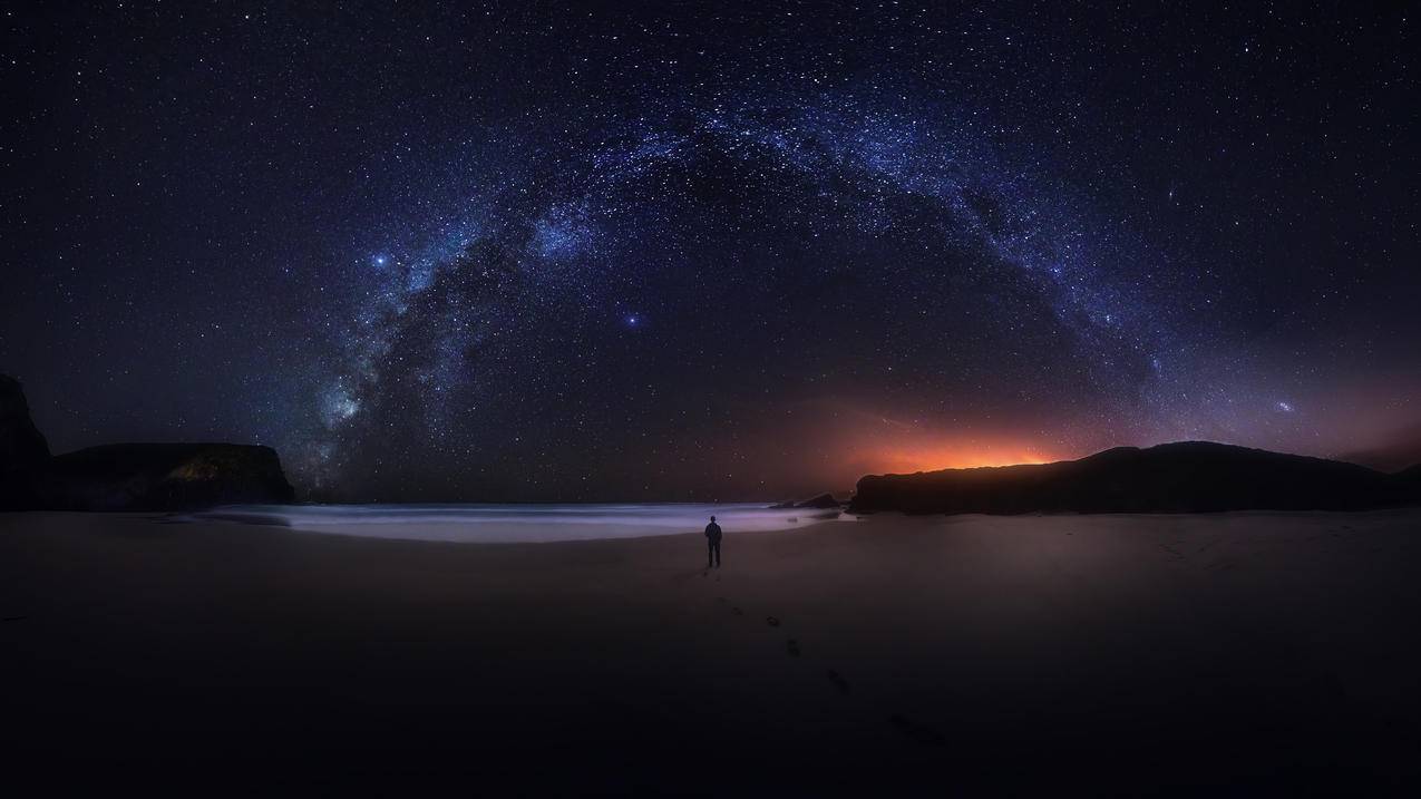 银河星空一个人风景4K高清壁纸