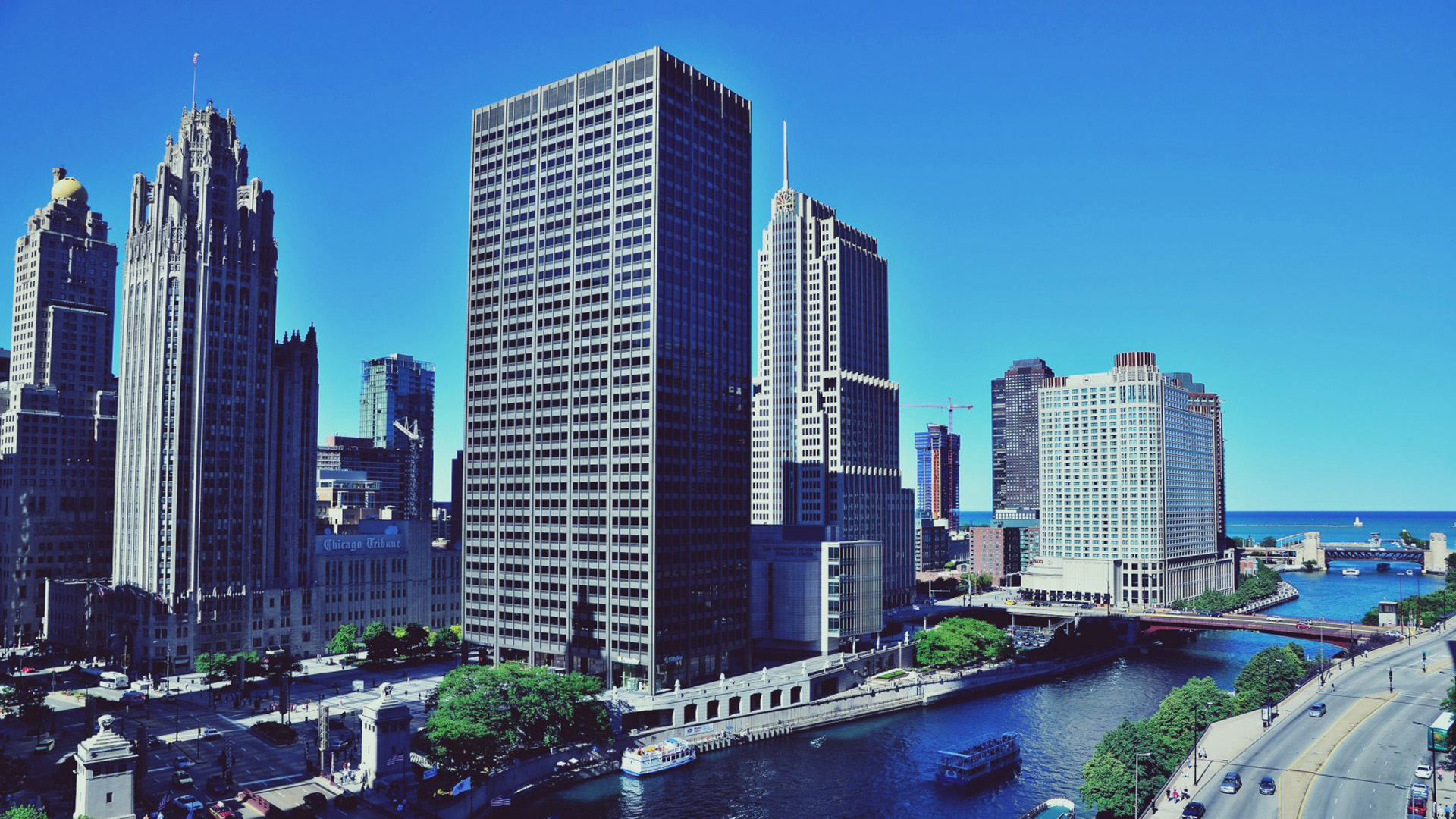 美国,芝加哥,摩天大楼,宽屏城市高清壁纸