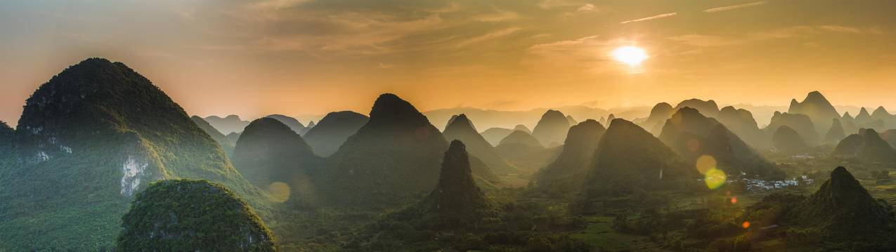 桂林阳朔晚霞5120x1440风景高清壁纸