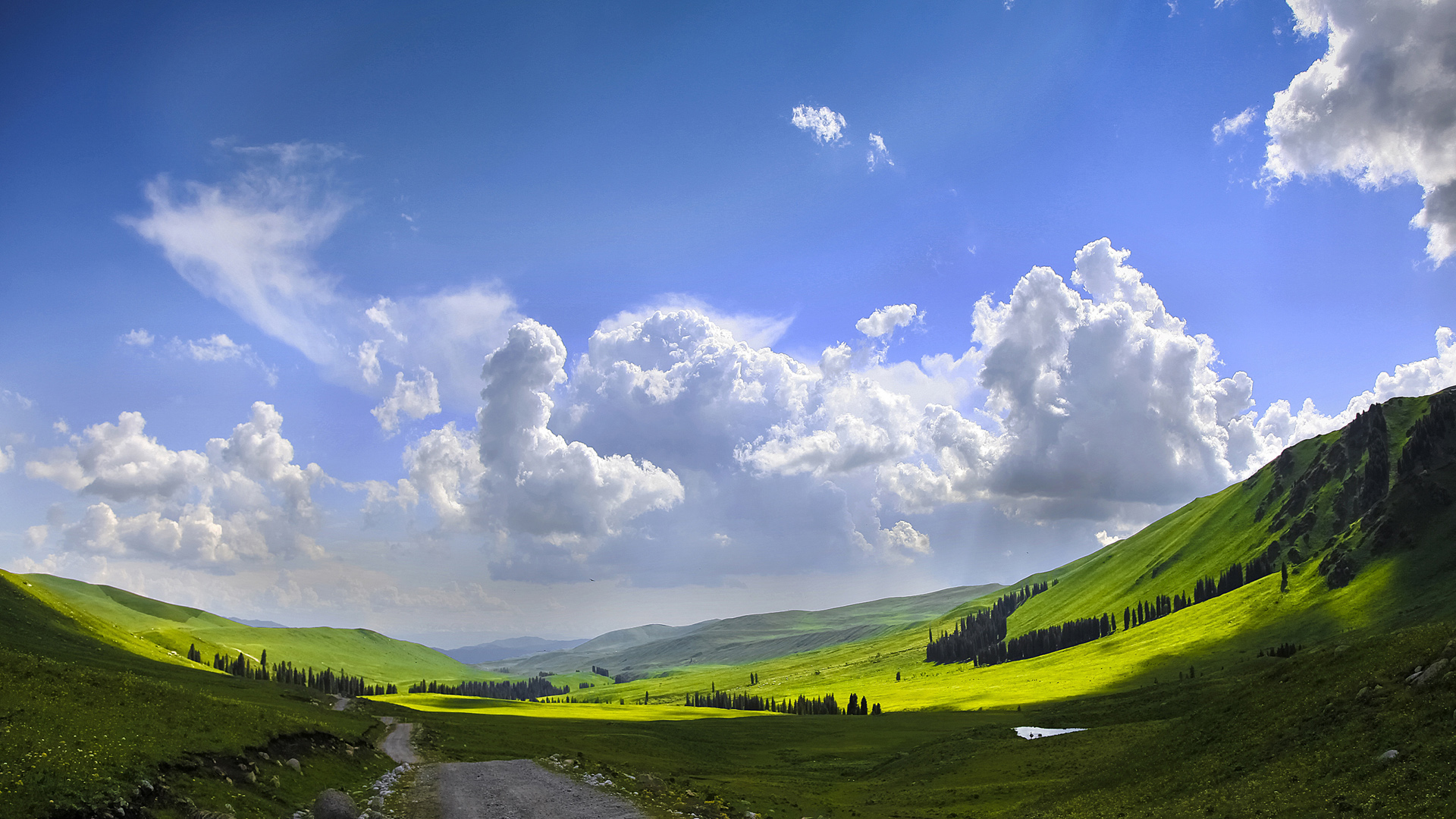 美丽的蓝天草原新疆风景2K桌面高清壁纸