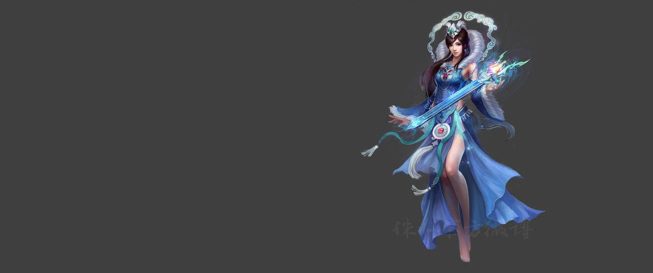 诛仙古风游戏美女带鱼屏高清壁纸