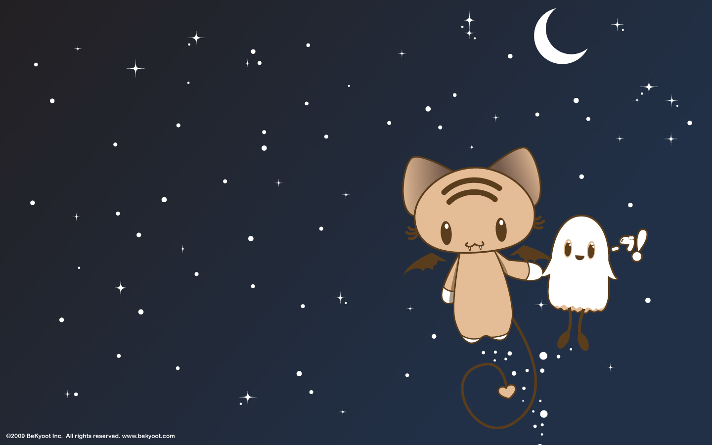 夜晚飞翔的猫咪高清壁纸