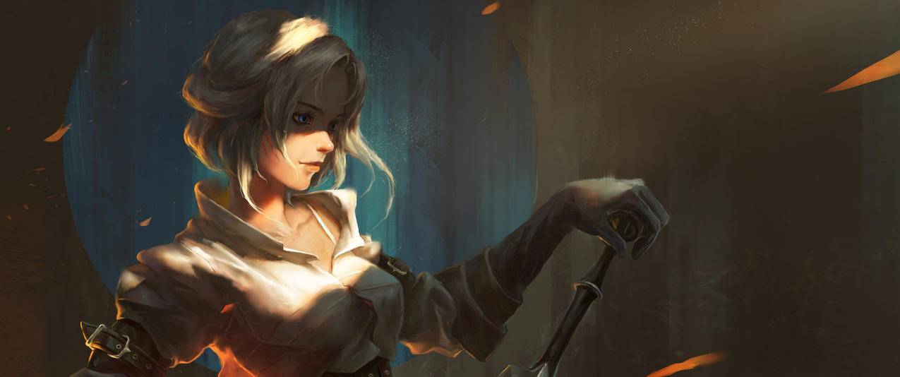 女巫师带鱼屏高清壁纸