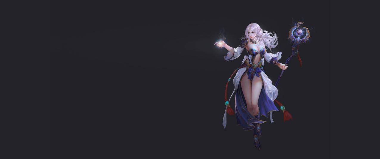 魔法师古装美女游戏原画带鱼屏高清壁纸