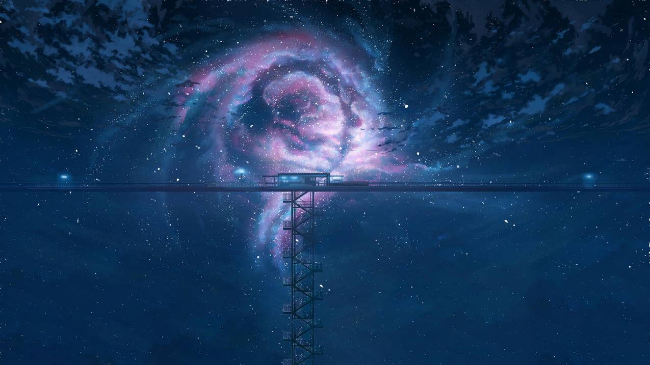 星空 无尽的火车 轨道 4K高清壁纸