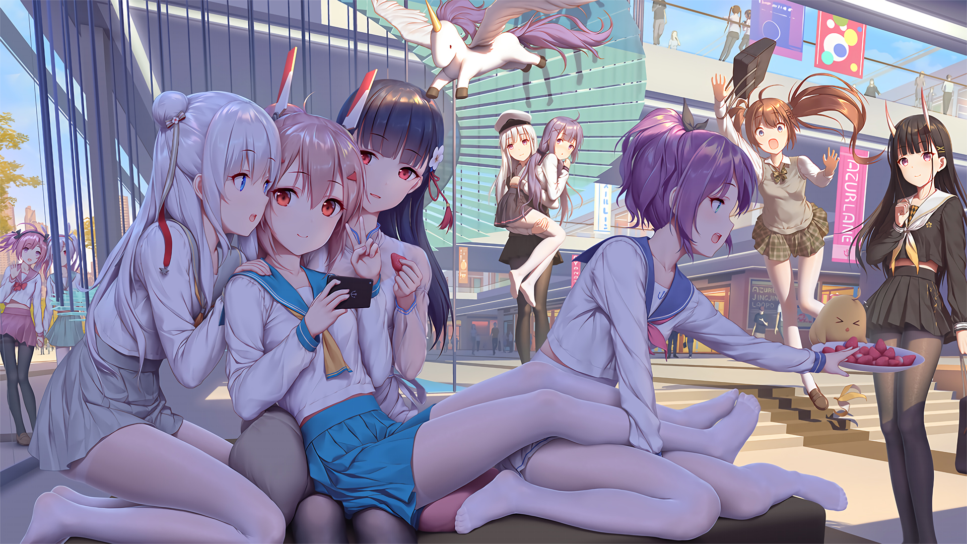 碧蓝航线 美少女白紧身裤 白袜 水手服 绫波高清壁纸