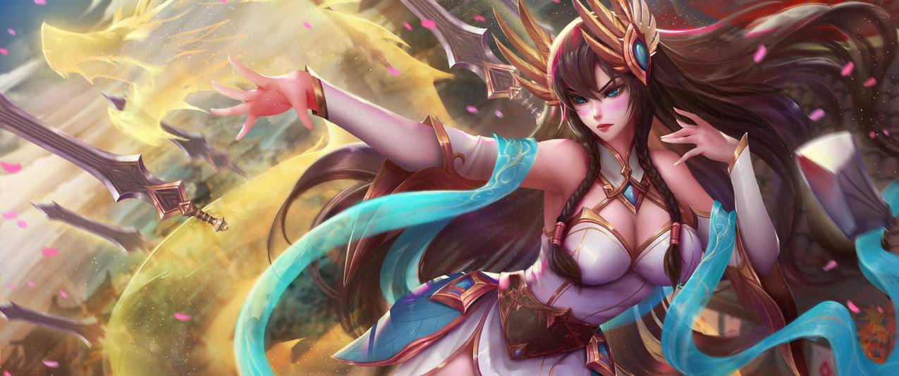 LOL英雄联盟美女英雄伊瑞利亚3440x1440游戏高清壁纸
