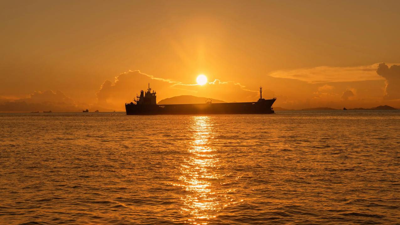 夕阳 海 轮船 风景 4k电脑高清壁纸