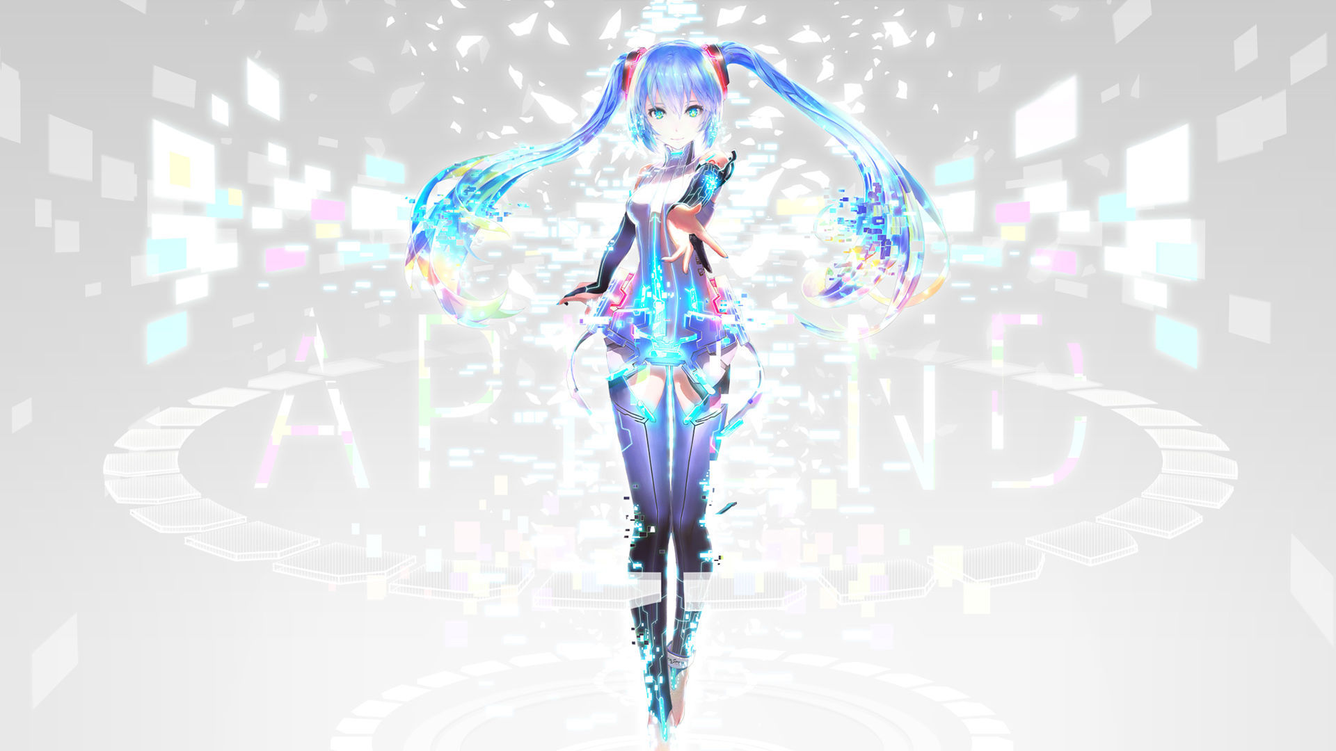 八神，女孩，魔力，初音未来，眼睛，微笑，动漫图片高清壁纸