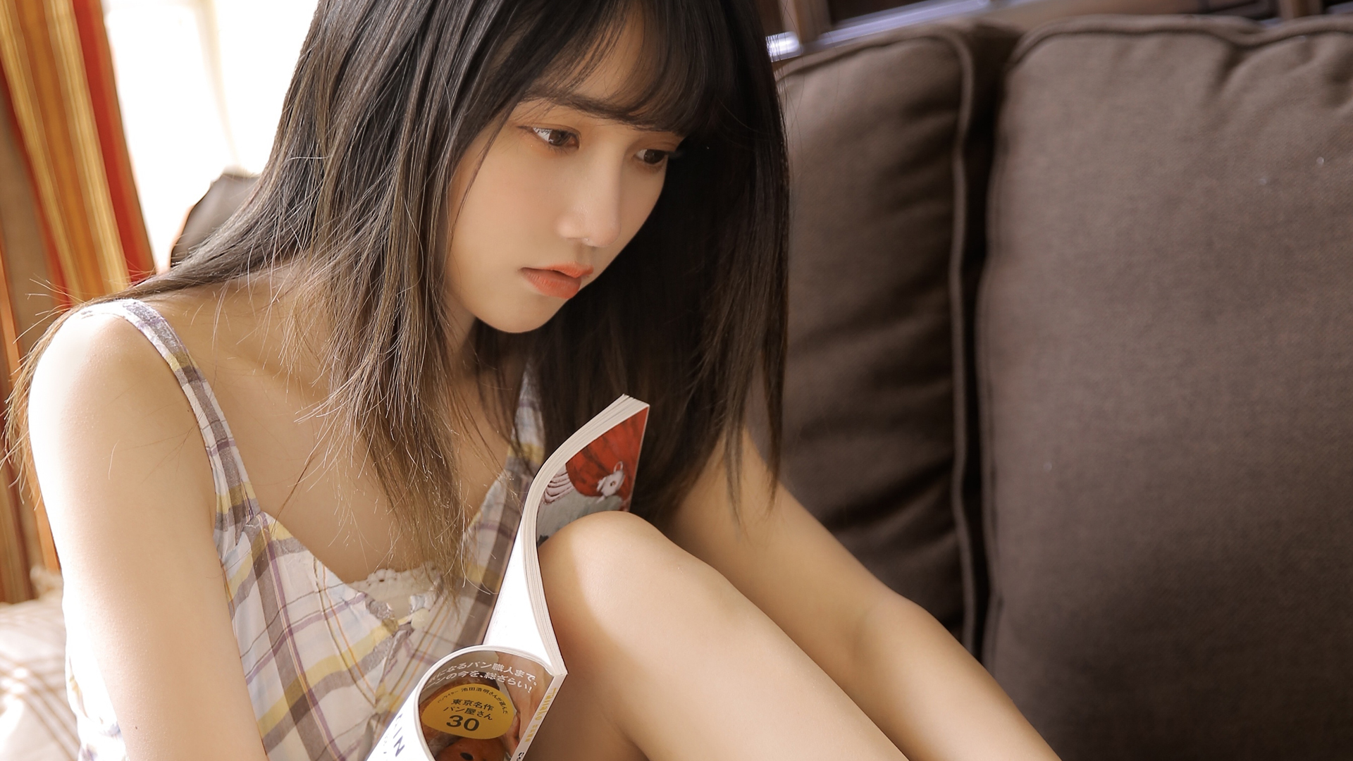居家长发可爱清纯美女宋昕冉高清壁纸
