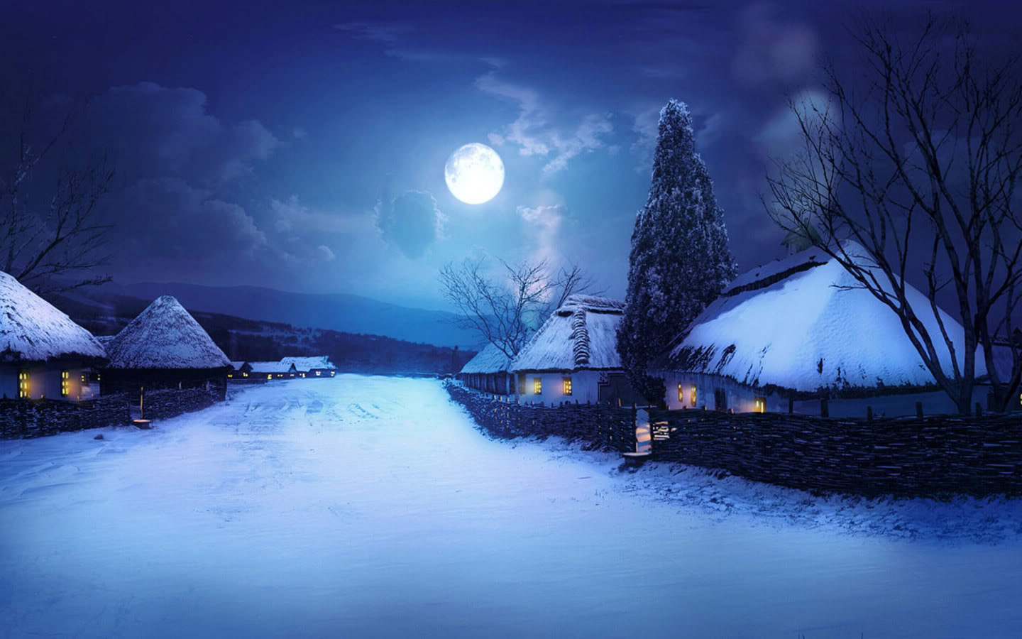 冬至夜晚风景桌面高清壁纸