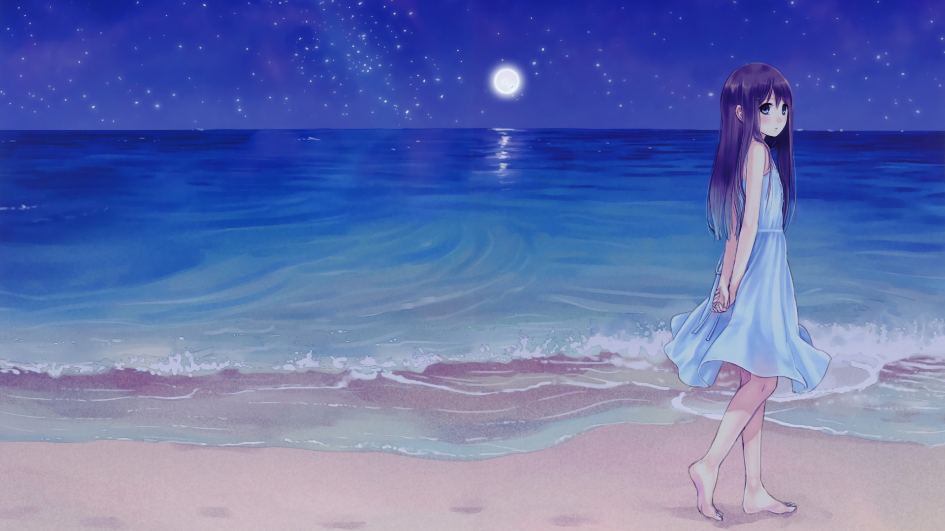 海滩萌少女桌面高清壁纸