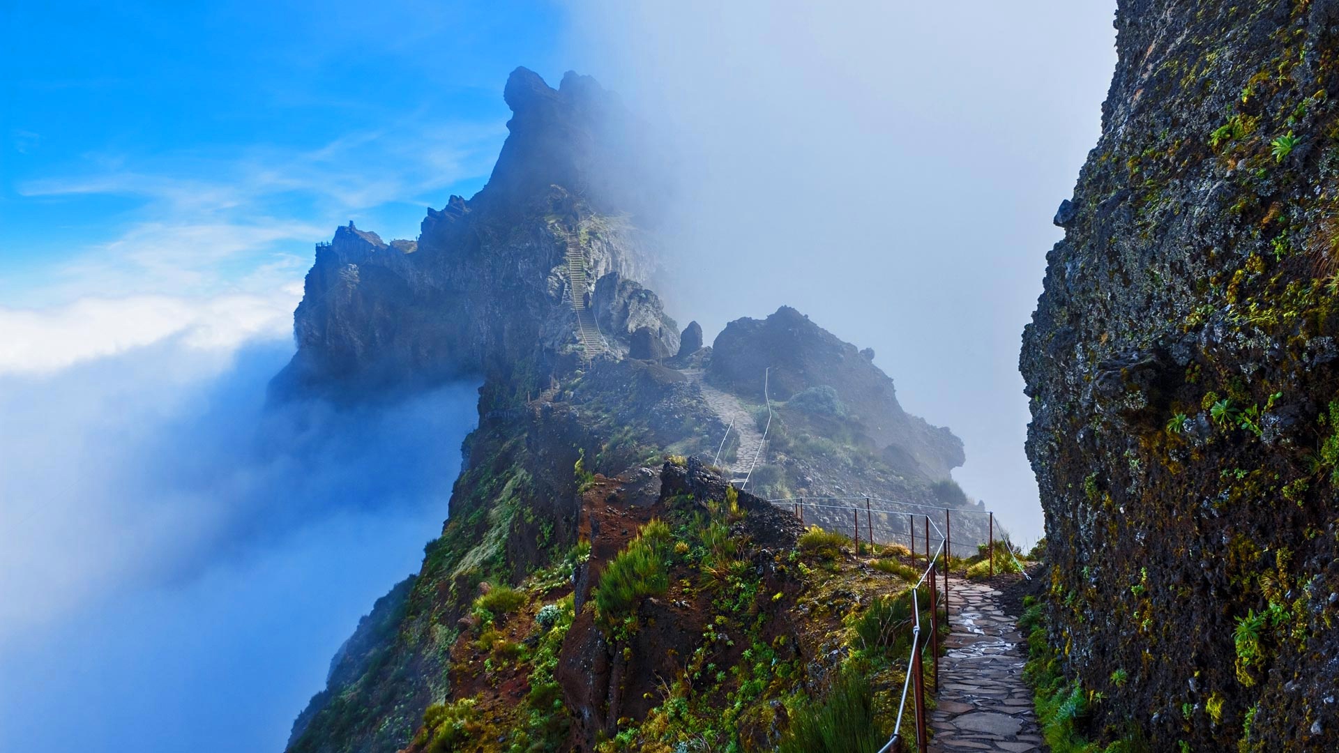 云 山 岩石 葡萄牙 马德拉 风景桌面高清壁纸