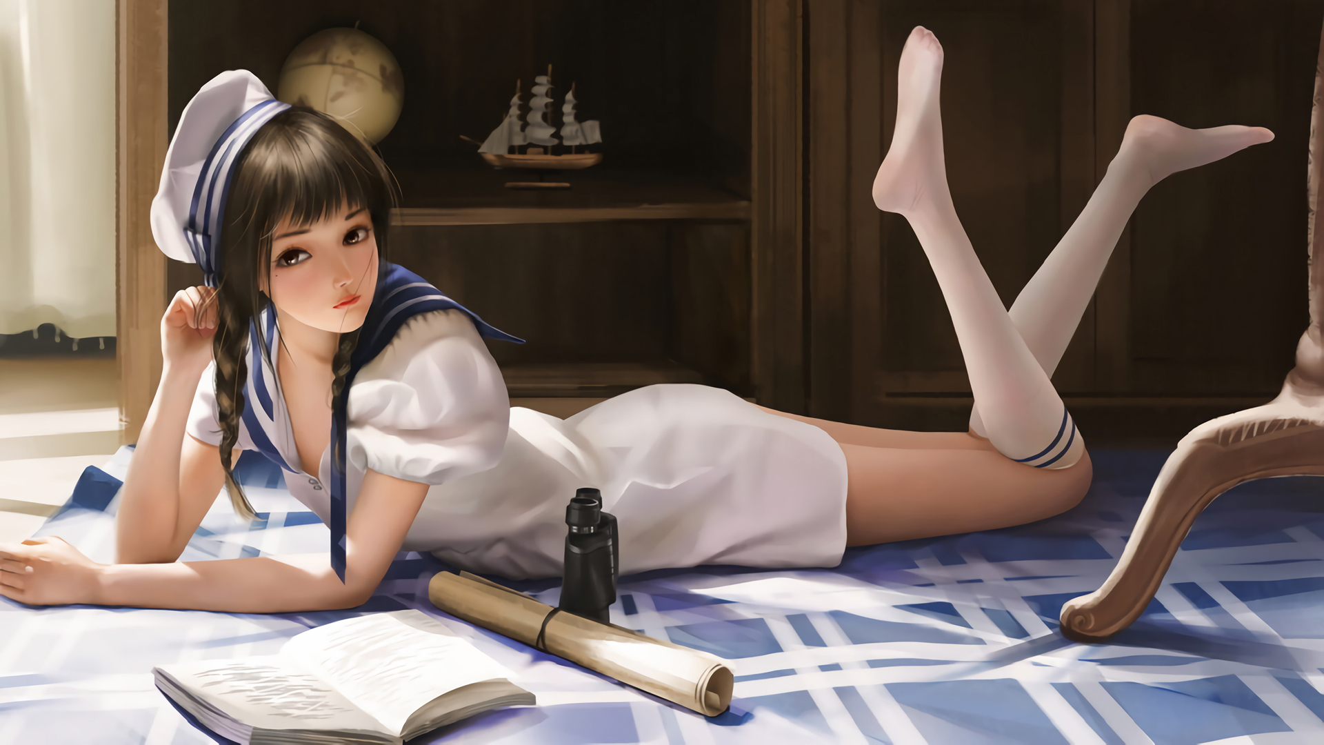白色裙子动漫美女高清壁纸