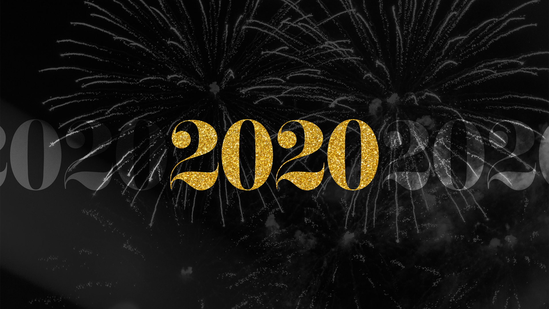 金色2020年黑色背景烟花高清壁纸