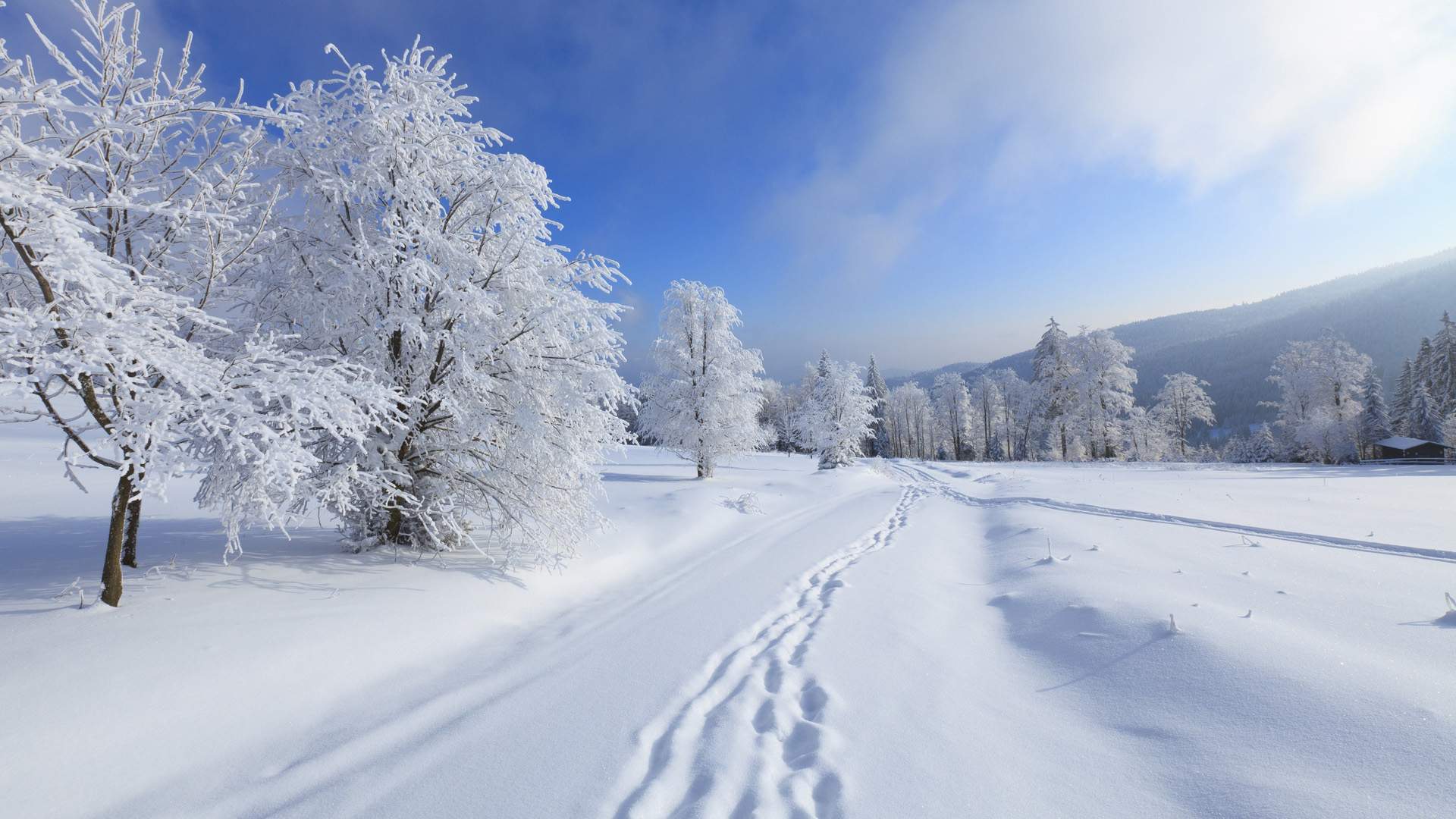 冬天,山,天空,雪景,自然风景桌面高清壁纸