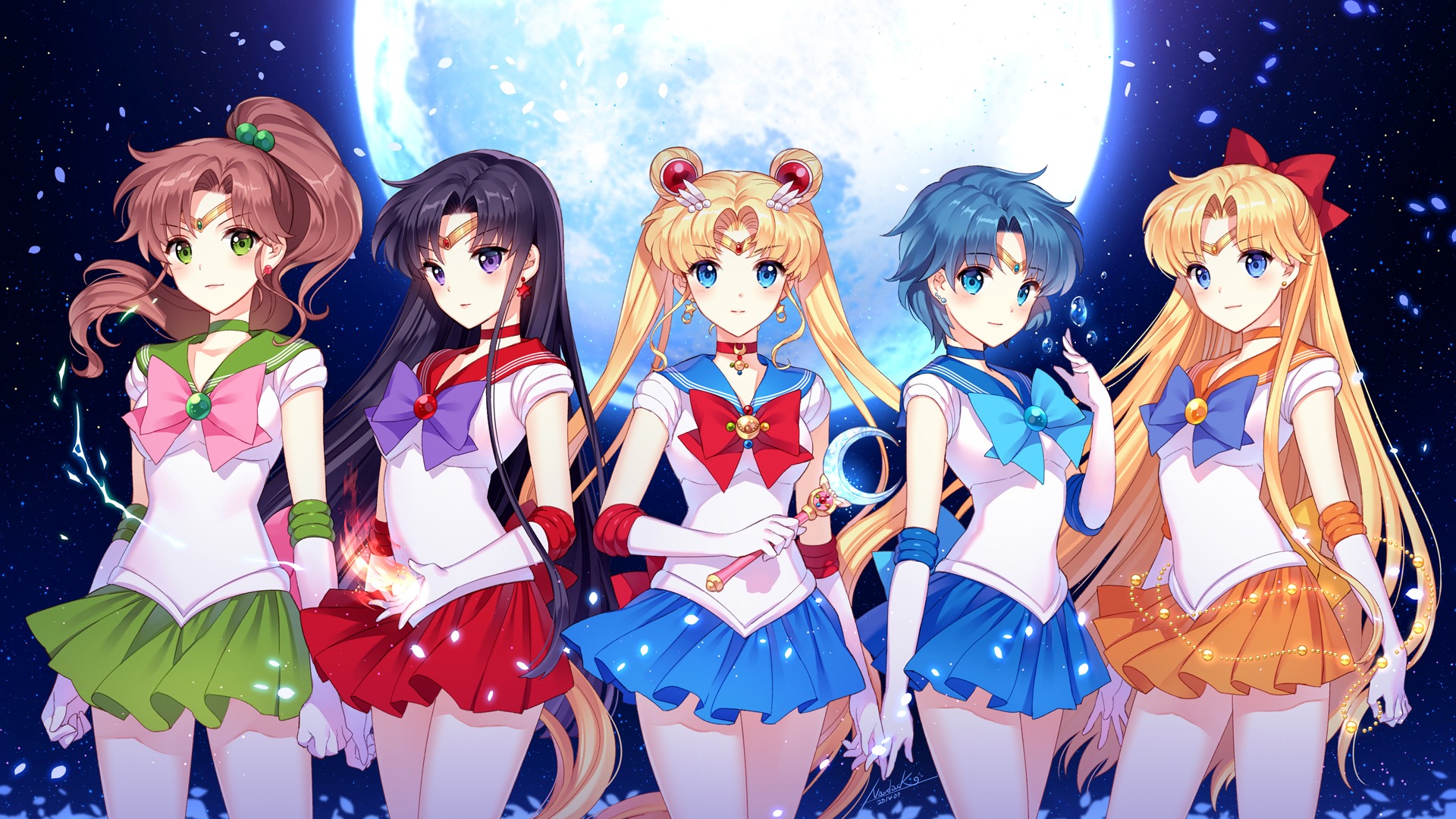美少女战士,夜空,月亮,星星,精美动漫女神桌面高清壁纸