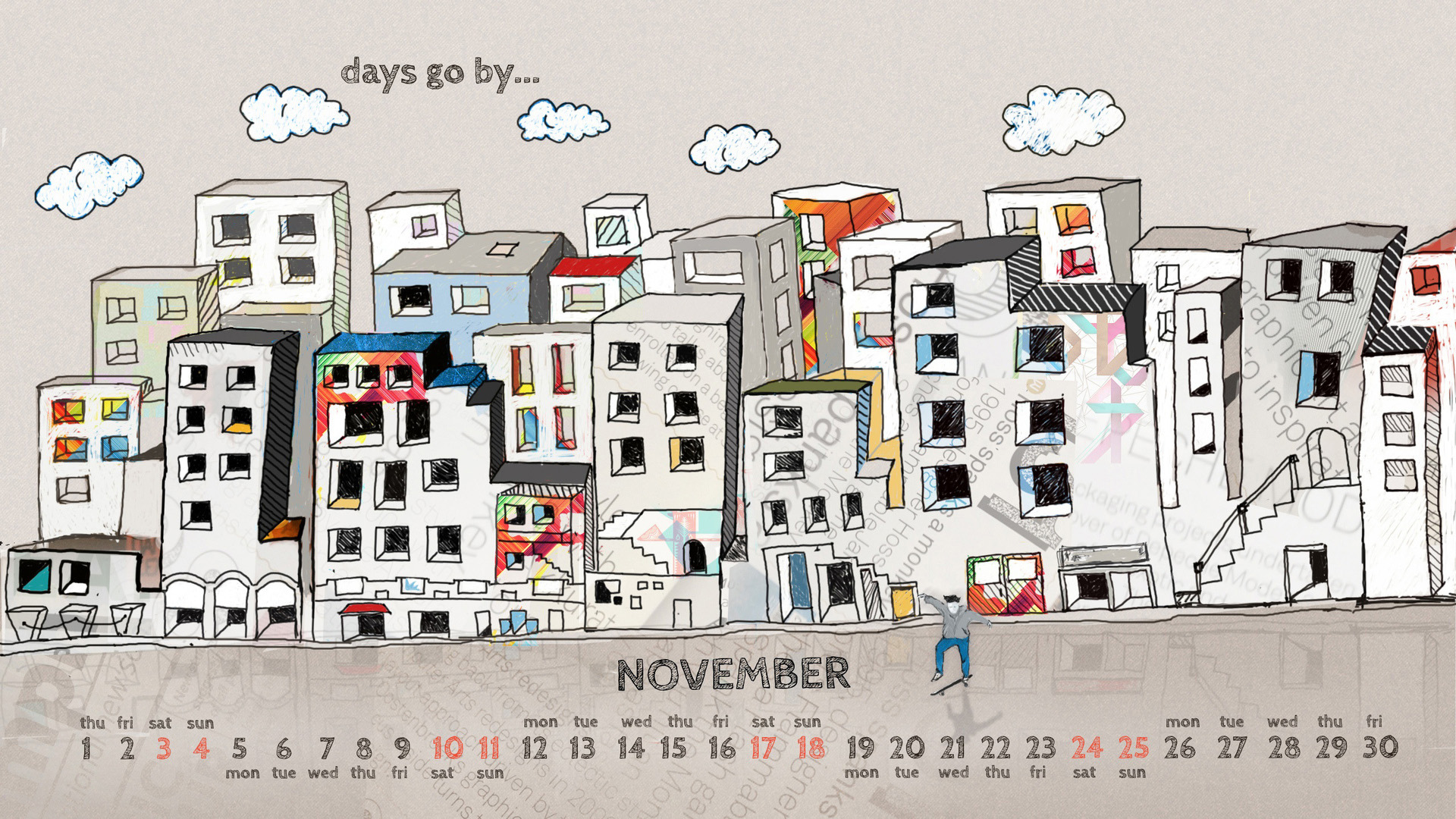 2012年个性11月日历桌面图片