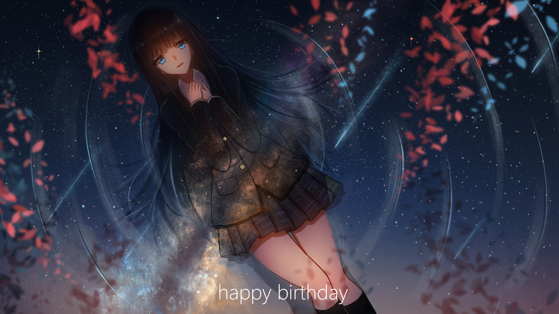 女孩子祝你生日快乐唯美动漫高清壁纸